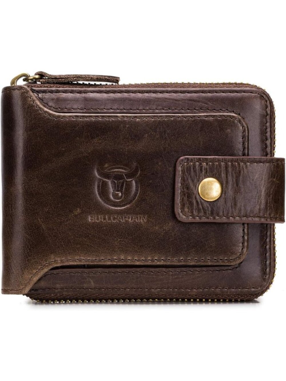 Genuine Leather Bifold Wallet for Men | RFID Blocking, Large Capacity, Zipper